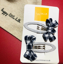 Load image into Gallery viewer, Gingham Bow hair clip