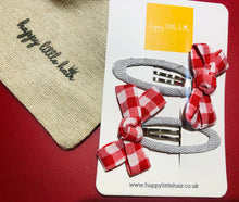 Load image into Gallery viewer, Gingham Bow hair clip