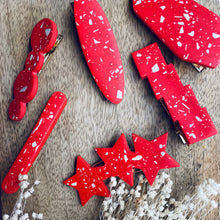 Load image into Gallery viewer, White on Red Terrazzo hair clip