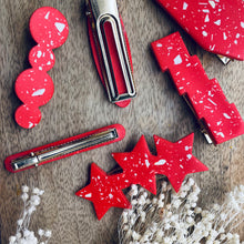 Load image into Gallery viewer, White on Red Terrazzo hair clip
